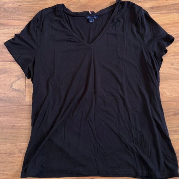 Tommy Hilfiger - Black V-Neck Short Sleeve Tee - Womens Large - Picture 1 of 5
